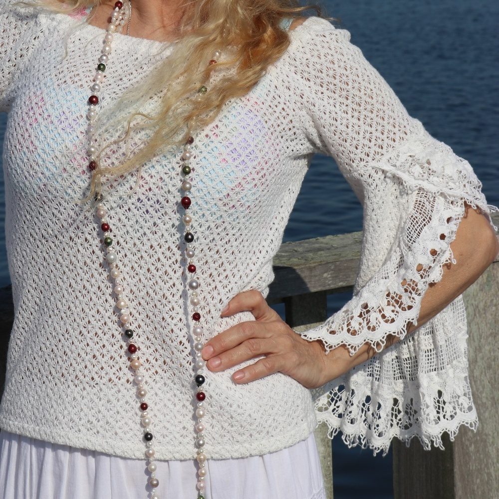 Enchanting Jen’s Pirate Booty for Free People Crochet White Top NWT - Picture 6 of 16